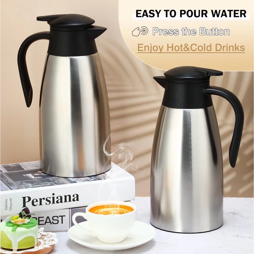 Stainless Steel Thermal Carafe with Black Lid & Handle